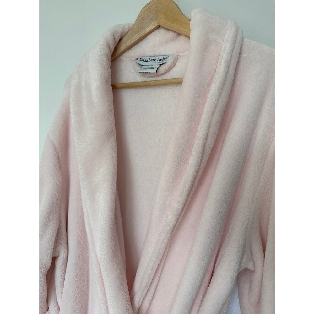 Elizabeth Arden Long Pink Plush Spa Shawl Collar Robe L/XL Cozy Belted Pockets - Picture 3 of 13